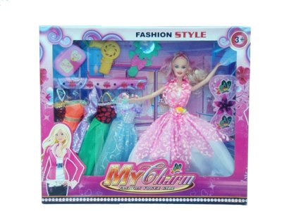 BENDABLE DOLL W/5 DRESS PINK/BLUE - HP1000740