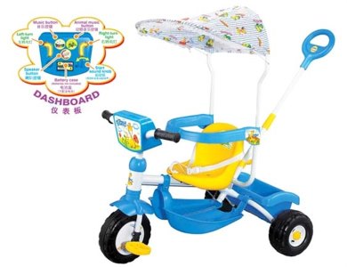 B/O CHILD TRICYCLE W/PUSH HANDLE &MUSIC & LIGHT - HP1001545