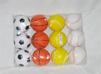 6.3CM PU SOCCER+BASKETBALL+TENNIS BALL+BASEBALL （12PCS/DISPLAY BOX） - HP1003311