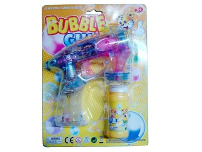 B/O TRANSPARENT BUBBLE GUN W/4 LED，MUSIC，1 BOTTLE LIQUID - HP1005419