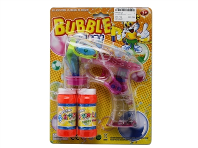 B/O TRANSPARENT BUBBLE GUN W/ 4 LED， 2 BOTTLE LIQUID - HP1005424