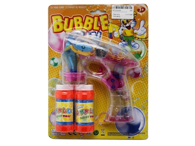 B/O TRANSPARENT BUBBLE GUN W/4 LED，MUSIC，2 BOTTLE LIQUID - HP1005425