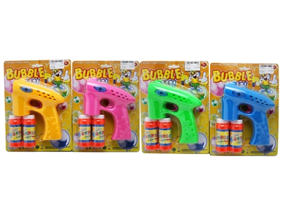 B/O BUBBLE GUN W/1 LED，2 BOTTLE LIQUID，2-3 COLOUR ASST - HP1005427