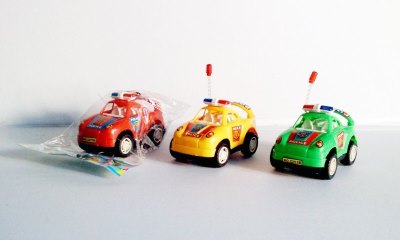 PULL BACK POLICE CAR W/CANDY HOLDER RED/YELLOW/GREEN - HP1005585