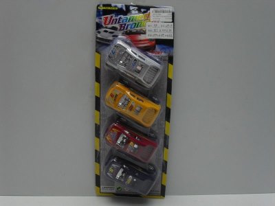 PULL BACK CAR 4/S SILVER/YELLOW/RED/BLUE - HP1011560