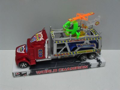 FRICTION TRUCK W/CAR AND PLANE  RED/BLUE - HP1011582