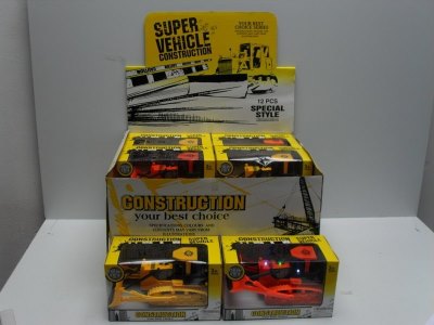 FRICTION CONSTRUCTION CAR W/MUSIC & LIGHT 12PCS DISPLAY BOX - HP1011704