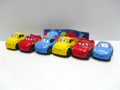 PULL BACK CARTOON CAR 6/S RED/YELLOW/BLUE - HP1011727