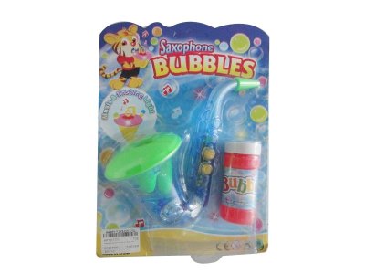 TRANSPARENT SAX BUBBLE GUN W/LIGHT PINK YELLOW GREEN - HP1011773