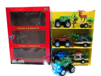 FFRICTION TRUCK W/ELEPHANT SIKA DEER DINOSAUR & LIGHT 4COLOR - HP1012492