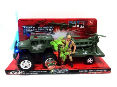 FFRICTION MILITARE TRUCK W/ TRANSPORT AIRPLANE & LIGHT - HP1012501