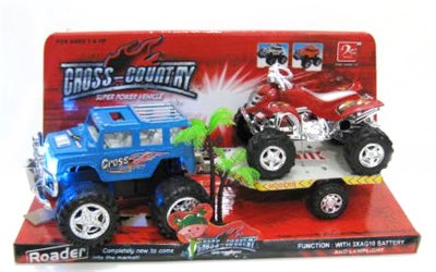 FRICTION TRUCK W/FREE WAY BEACH MOTOR & LIGHT 4COLOR - HP1012505