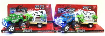 FRICTION TRUCK W/2ASST.MILK COW & ZEBRA &LIGHT 4COLOR - HP1012520