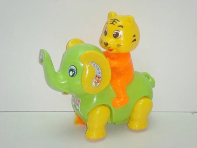 PULL LINE ELEPHANT W/TIGER & BELL YELLOW/GREEN - HP1013057