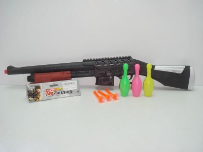 SOFT BULLET GUN W/BOWLING 2COLOR - HP1013071