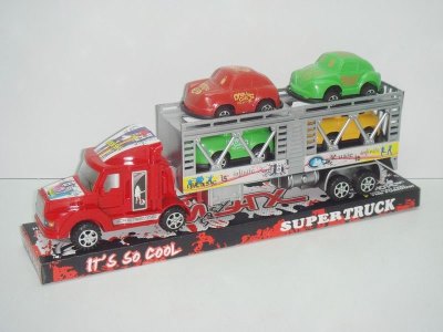 FRICTION TRUCK W/4 CARTOON CAR RED/BLUE - HP1013132