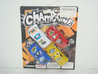 PULL BACK CARS（4PCS) 6ASST.GREEN/RED/YELLOW/WHITE/ORANGE/BLUE - HP1013270