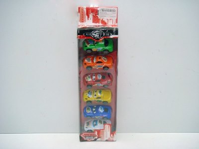 PULL BACK CARS（6PCS) 6ASST.GREEN/RED/YELLOW/WHITE/ORANGE/BLUE - HP1013274