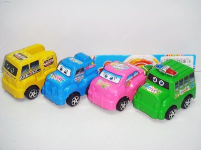 PULL BACK CARTOON CAR 4ASST.GREEN/BLUE/YELLOW/PINK - HP1013667