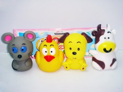 4 PCS VINYL ANIMALS MOUSE/CHICKEN/DOG/COW - HP1013776