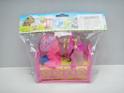 VINYL HORSE W/ACCESSORIES PINK/YELLOW - HP1018706