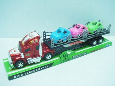 FRICTION TRUCK W/3 CARTOON CAR RED/BLUE - HP1023526