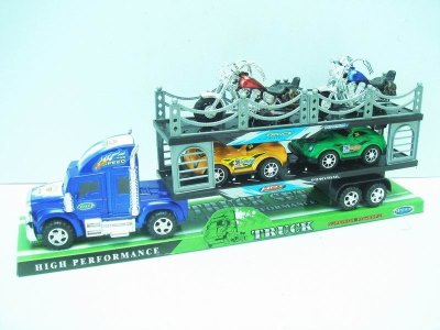 FRICTION TRUCK W/2 MOTOR & 2 CAR RED/BLUE - HP1023528