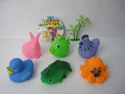 VINYL ANIMALS 6PCS W/TREE - HP1023618