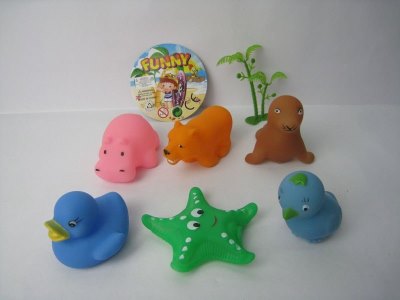 VINYL ANIMALS 6PCS W/TREE - HP1023622