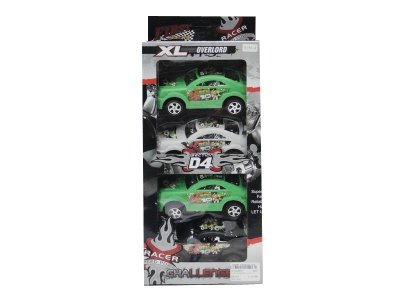 PULL BACK CAR WHITE/GREEN/BLACK 4PCS   - HP1023875