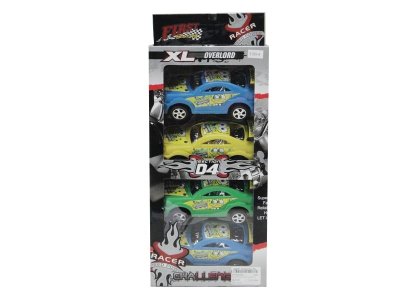 PULL BACK POLICE CAR BLUE/YELLOW/GREEN 4PCS   - HP1023879