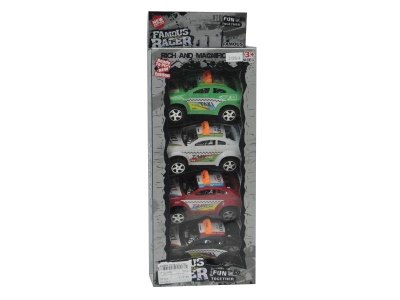 PULL BACK POLICE CAR GREEN/WHITE/RED/BLACK 4PCS 2ASST - HP1023885