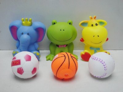 3PCS VINYL ANIMALS W/3PCS VINYL BALLS - HP1023955