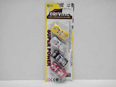 PULL BACK POLICE CAR 4PCS RED/BLACK/SILVER/YELLOW - HP1024299
