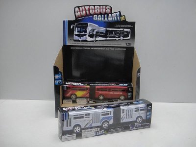 FRICTION BUS W/LIGHT & MUSIC RED/BLUE/WHITE 12PCS/DISPLAY BOX - HP1026377
