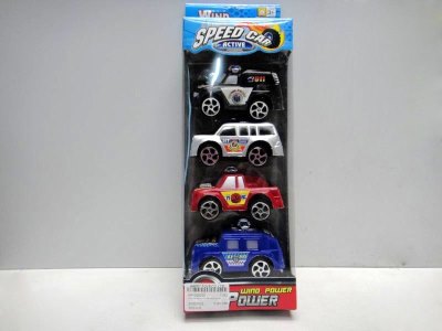 4PCS PULL BACK POLICE CAR BLACK/BLUE/SILVER/RED 4ASST - HP1028250