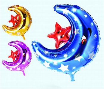 MOON W/STAR ALUMINUM FOIL BALLOON 50PCS 3COLOR - HP1028332