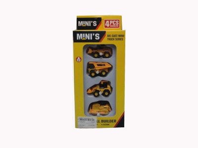 WIND UP CONSTRUCTION CAR(DIE DAST) 4PCS 4ASST - HP1029483