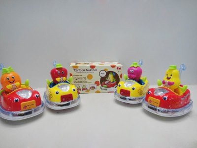B/O CARTOON FRUIT CAR W/LIGHT & MUSIC 4ASST - HP1029922