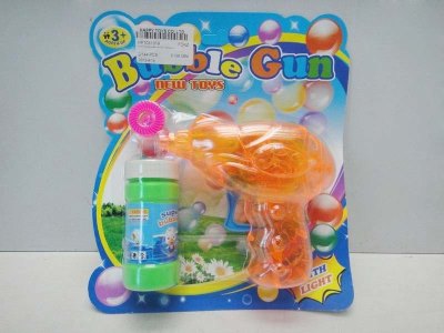 FRICTION TRANSPARENT BUBBLE GUN  W/LIGHT  ORANGE/BLUE/PINK - HP1031319