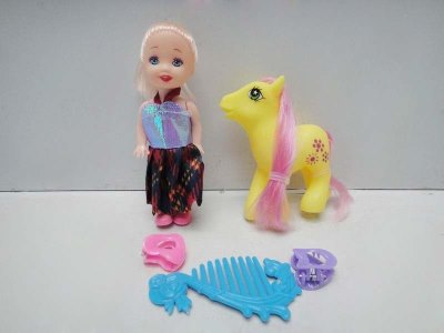 VINYL HORSE W/COMB & HAIRPIN & DOLL - HP1031336