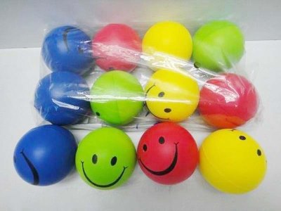 7CM SMILE FACE BALL RED/YELLOW/GREEN/BLUE 12PCS - HP1031408