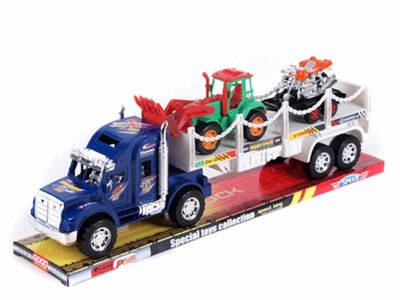 FRICTION TRUCK W/FARM TRACTOR & MOTOR RED/BLUE - HP1033085
