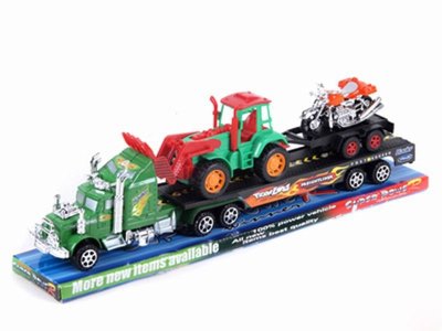 FRICTION TRUCK W/FARM TRACTOR & MOTOR RED/GREEN - HP1033091