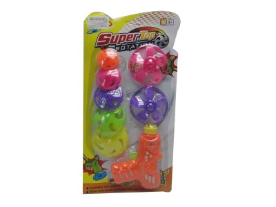 TOP TOYGUN W/2PCS FLYING DISK & 5PCS TOP GREEN/ORANGE/YELLOW - HP1033112
