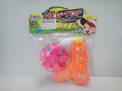 TOP TOYGUN W/2PCS FLYING DISK GREEN/ORANGE/YELLOW - HP1033119