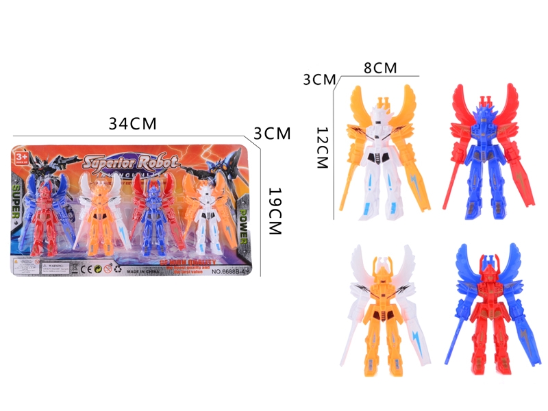 4PCS ROBOT (NATURAL COLOR) 2ASST RED/YELLOW/BLUE/WHITE - HP1033521