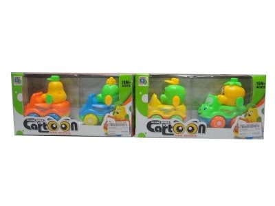 2PCS FRICTION CARTOON CAR 4ASST ORANGE/YELLOW/GREEN/BLUE - HP1033629