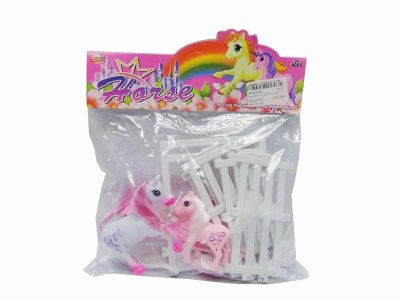 2PCS HORSE W/ACCESSORIES PINK/WHITE/PURPLE - HP1037656