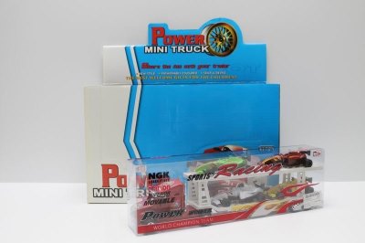 FRICTION TRUCK W/4 F1 FREE WAY CAR 2COLOR 6PCS - HP1039013